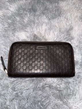 GUCCI Micro Guccissima GG Long Zipper Wallet Leather